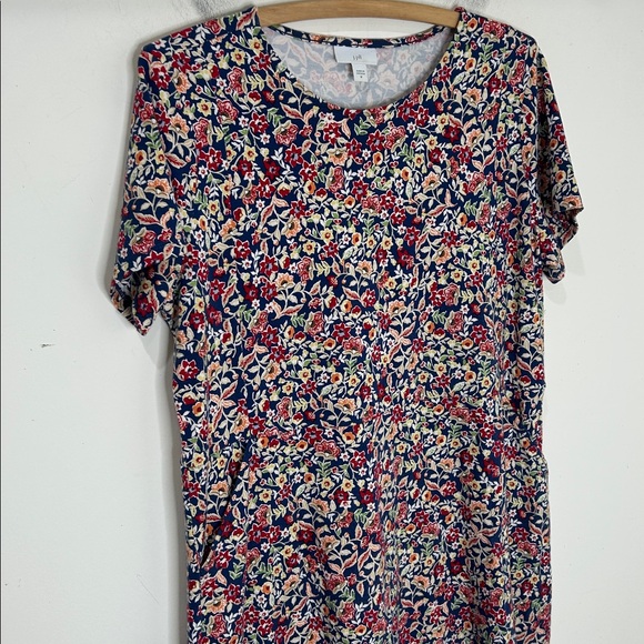 J. JILL Ditzy Floral Short Sleeve Dress Pockets Size Medium - Picture 12 of 16